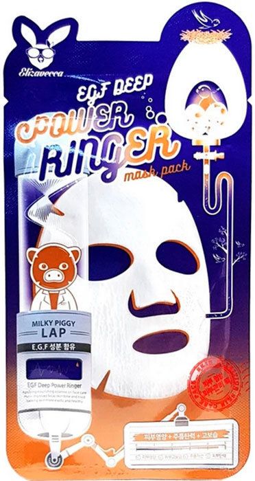 FABRIC MASK FOR THE FACE WITH EPIDERMAL FACTOR EGF DEEP POWER RINGER MASK PACK, ELIZAVECCA